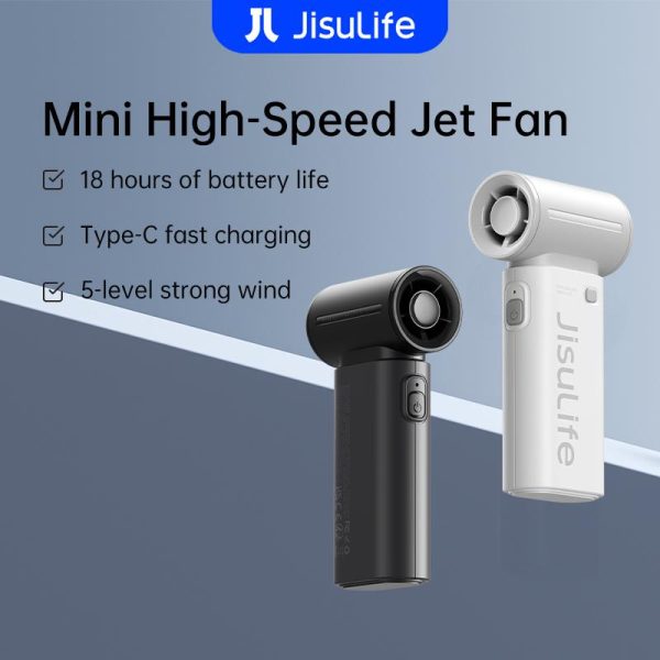 Jisulife,Kipas Kecil Pegang Tangan, Kapasiti 5000mAh, Pengumpulan Angin Turbo, Hayat Bateri Ultra Panjang sehingga 18 jam, Sesuai untuk Sukan Luar, Perjalanan dan Senario Lain, Mudah Dibawa
