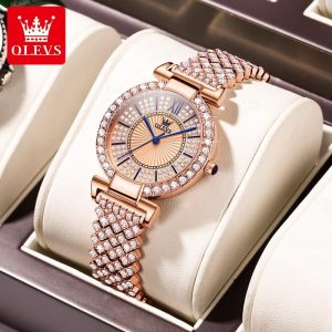 OLEVS Jam Tangan Perempuan Wanita Original Waterproof Quartz Movement Stainless Steel Diamond Deluxe Watch For Wome L9942 Rotundity Bahan logam barang dalam stok Warna berbilang Pejabat parti pemberian hadiah Garanti 1 tahun