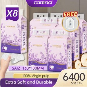 【6400 Sheets】Hanging Pull-out Tissues, Baby Monster Series, Diamond Embossed Craft, Skin-friendly Soft, 4 Ply, 8 Packs