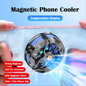 Magnetic Phone Cooler Back-Clip 2 In 1 Semiconductor Radiator with Light for IOS Android PUBG LOL Game Cooler