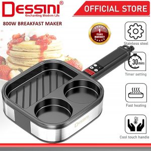 DESSINI ITALY Electric BBQ Grill Steak Frying Pan Teppanyaki Barbecue Non-Stick Pancake Breakfast Maker Baking Pot Timer