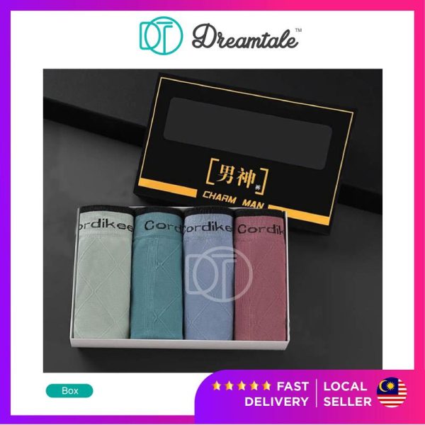 Dreamtale 4Pcs Men Underwear Boxer Shorts Men Panties Men Shorts Underwear Seluar Dalam Lelaki MCO006