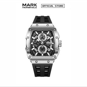 【100% Authentic】Jam Tangan Fesyen Lelaki, Rekaan Minimalis Korea, Bentuk Persegi, Enam Penunjuk Lanjutan, Pelbagai fungsi, Fungsi Masa, Kalis Air, 5960, Ditandatangani oleh Mark Fairwhale Watches