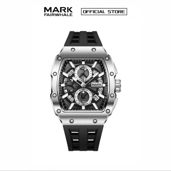 【100% Authentic】Jam Tangan Fesyen Lelaki, Rekaan Minimalis Korea, Bentuk Persegi, Enam Penunjuk Lanjutan, Pelbagai fungsi, Fungsi Masa, Kalis Air, 5960, Ditandatangani oleh Mark Fairwhale Watches
