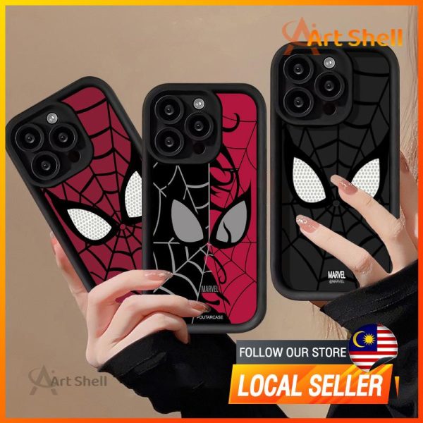 Compatible with iPhone 14 Pro max Marvel Cool Spider-Man Eyes 11 12 13 14 Casing silicone xr xs Max 7 8 Plus 11Pro 13P Case Protection Mobile Getah