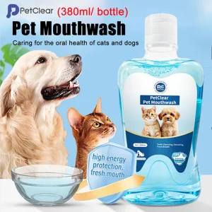 PetClear Air Pencuci Mulut Haiwan Peliharaan - 380ml, Bersihkan Mulut & Segarkan Nafas untuk Kucing/Anjing