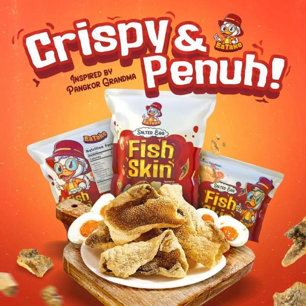 EaTake Salted Egg Fish Skin Snack Food Keropok Kulit Ikan Telur Masin 30g / 100g Crispy Fish Skin