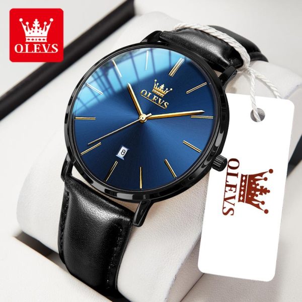 OLEVS Jam Tangan Lelaki Original Fesyen Tali Kulit Bercahaya Kalis Air Kalendar Mudah Watches for Men 2024 BARU 5-8-6-9 Rotundity Material logam+kulit dalam stok Warna berbilang Ada kotak Pejabat parti pemberian hadiah Garanti 1 tahun