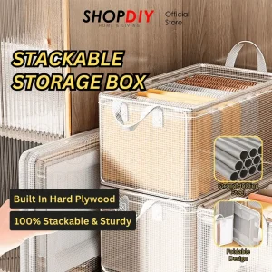 SHOPDIY Transparent Foldable Storage Box Clothes Organizer Clothes Storage Oxford Storage Box Storage baju bayi Stackable Supplies