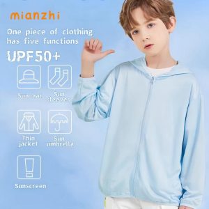 [MIANZHI] Boys Jackets UV Protection UPF 50+ Full Zip Hoodies Outdoor Jackets For Kid 3-13 Years Old kids windbreaker