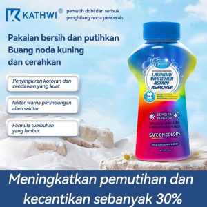 Serbuk Pemutih & Penghilang Noda Dobi, KATHWI, 340g, Sesuai untuk pemutihan Dobi, Noda Peluh, Noda Minyak, Noda Kuning, Wangian Tahan Lama, Serbuk Tindakan Oxi, Pembersih Dobi 2-dalam-1, Menyegarkan dan Mencerahkan, Selamat untuk Warna