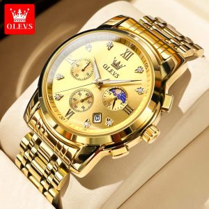 OLEVS Jam Analog Tangan Lelaki Aesthetic Viral 2024 Original Waterproof Luminous Fashion Watches for Men with Luxury Box G28-58 Rotundity Bahan logam barang dalam stok Warna berbilang Parti pemberian hadiah Garanti 1 tahun