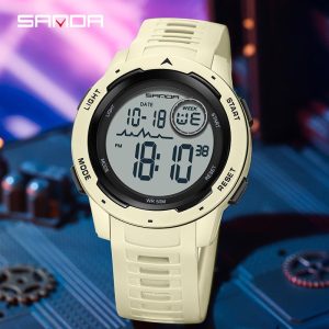 Jam Tangan Sukan, AW24 SANDA 2125, Kalis Air, Analog, Fesyen, Paparan LED, Pelbagai fungsi, Jam Tangan Digital
