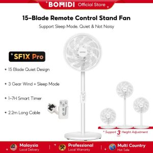 BOMIDI SF1X Pro 15 Fan Blades Smart Remote control fan Floor-standing Home Appointment Timing Low Noise Retractable Stand Fan