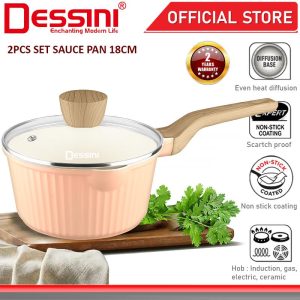 DESSINI ITALY iFUJITA 18CM Sauce Pan Aluminium Induction Non Stick Milk Pot Casserole Bowl Frying Wok Cookware PERIUK