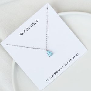 [Permata+925 perak]Kalung Peluh Musim Panas & Tahan Kotoran Loket kristal titisan air nilam Kalung Cantik Hypoallergenic untuk Wanita Barang kemas yang bergaya dan serba boleh Permata kk