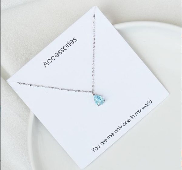 [Permata+925 perak]Kalung Peluh Musim Panas & Tahan Kotoran Loket kristal titisan air nilam Kalung Cantik Hypoallergenic untuk Wanita Barang kemas yang bergaya dan serba boleh Permata kk