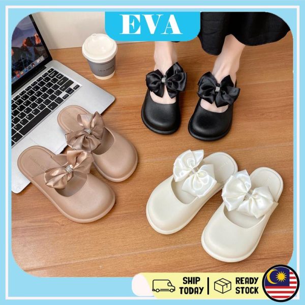 READY STOCK EVA Perempuan Ribbon Slipper Kasut Wanita Cute SHOES Outdoor Kasual