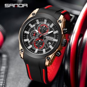 Jam Tangan Kalis Air Silikon, AW24 SADNA 5307, Fesyen, Gaya Sukan, Reka Bentuk Mudah, dengan Kalendar, Pergerakan Kuarza, Ketibaan Baru