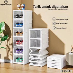 Kotak Kasut, Lutsinar dan Boleh Dilipat, Kabinet Kasut Plastik Mudah, Kalis Habuk dan Anti-oksidasi, Pelbagai Lapisan, Rak Kasut Boleh Dilipat, Nilai Hebat untuk Wang