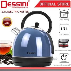 DESSINI ITALY 1.7L Stainless Steel Electric Kettle Automatic Cut Off Boiler Jug Teapot / Cerek