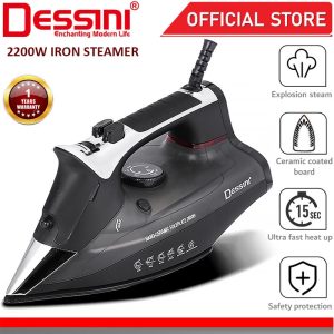 DESSINI ITALY 2400W Electric Ceramic Soleplate Garment Steam Iron Sprayer Steamer Clothes Brush / Seterika Baju