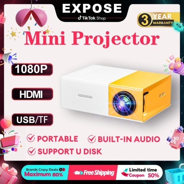 EXPOSE Projector Mini For Phone Portable Home Theater Murah Mini Projektor Led Projector Proyektor Pico Projector YG300 USB HDMI Laptop Audio