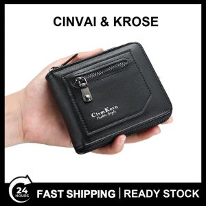 Wallets Dompet Lelaki, Gaya Pendek, dengan Pengapit Kad, Beg Zip Tukar, Beg Simpanan ID, Kapasiti Besar, Pelbagai fungsi, Diperbuat daripada Kulit PU, Indah, Mudah, Kasual