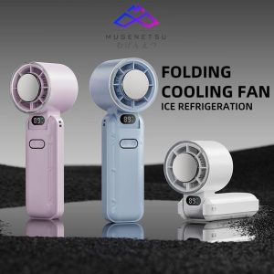 MUGENETSU Foldable Fan Ice Cooler 3600mAh Battery Multi-Angle Airflow Handheld Fan 100 Gear Speed Turbo Fan Kipas Mini Cooling Portable USB Kipas