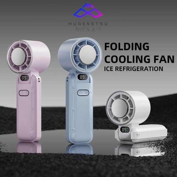 MUGENETSU Foldable Fan Ice Cooler 3600mAh Battery Multi-Angle Airflow Handheld Fan 100 Gear Speed Turbo Fan Kipas Mini Cooling Portable USB Kipas