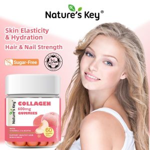 Nature’s Key Kolagen Gummies membantu kesihatan kulit dan kuku, suplemen peptida kolagen terhidrolisis, mengandungi Vitamin C, E, dan Biotin, sesuai untuk orang dewasa, 60 biji. glutathione collagen vitamin skin