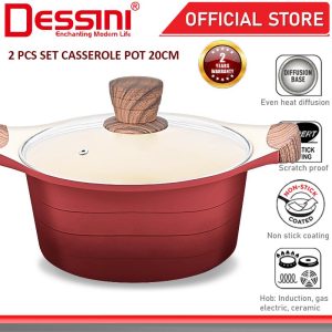 DESSINI ITALY XWB-20 Die Cast Aluminium Non Stick Casserole Pot Bowl Deep Fry Pan Induction Cookware PERIUK (20cm)