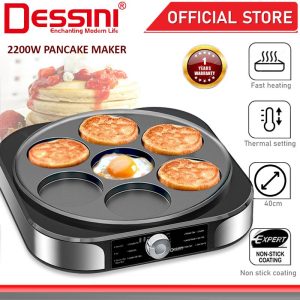 DESSINI ITALY 7 Holes Electric Pancake Crepe Maker Burger Toaster Barbecue BBQ Grill Non-Stick Frying Baking Pan