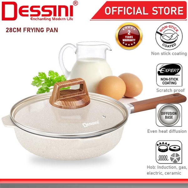 DESSINI ITALY 28CM Euro Grill Steak Frying Pan Maifan Stone Induction Non Stick Pot Bowl Wok Casserole Cookware PERIUK