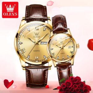 OLEVS Jam Couple Tangan Pasangan ori Set Fesyen untuk Lelaki dan Wanita Viral 2024 Bercahaya dalam Gelap Kalis Air Tahan Calar Pergerakan Kuarza Reka Bentuk Baharu Watches for Man and Women GL6896