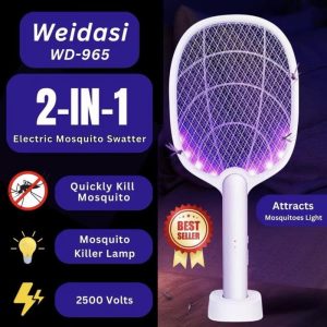 [TikTok Ramadan Special Selection] 2-in-1 USB Rechargeable Electric Mosquito Swatter - A Must-Have for Ramadan & Summer, Portable, Shockproof, High-Density Mesh, Frequency Conversion, Triple Safety Protection, Wall-Mountable. Light Lamp Electronic Battery
