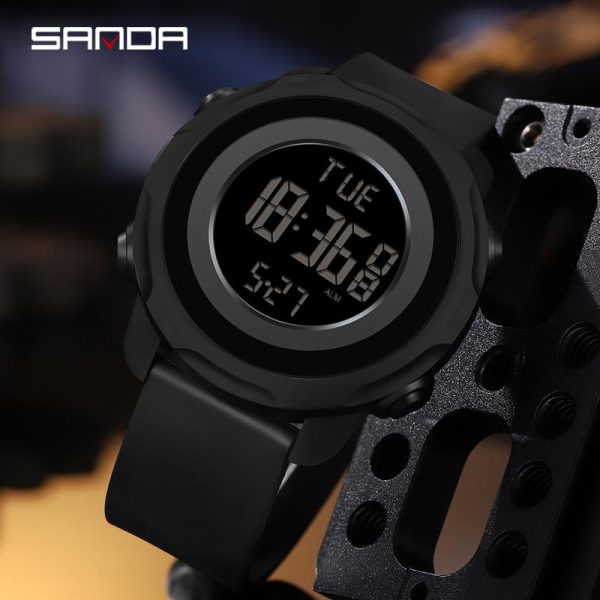 Jam Tangan Kuarza Lelaki, AW24 SANDA 6122, Fesyen, Reka Bentuk Mudah, Pelbagai fungsi, Skrin Elektronik, Berkilau, Kalis Air, Sesuai untuk Sukan dan Pakaian Kasual