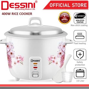 DESSINI ITALY 2.0L Electric Rice Cooker Non Stick Aluminium Inner Pot Soup Warmer Multicooker Pengukus Periuk Nasi