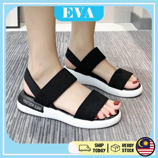 READY STOCK EVA Lady Flat Sports Sandals Outdoor Elasticity Sandals Fashion Daily Sheos