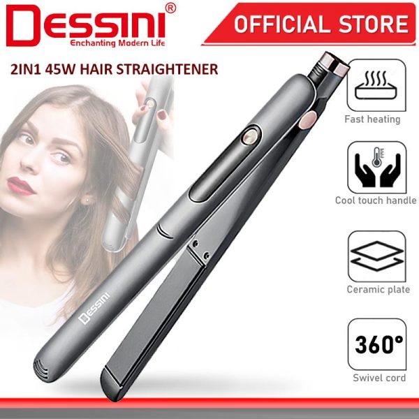DESSINI ITALY 2 IN 1 Titanium Ceramic Hair Straightener Flat Iron Twist Curler Styling Waver Pelurus Pengeriting Rambut