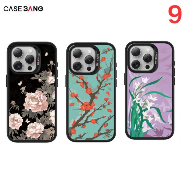 Sarung Telefon, CASEBANG, Reka Bentuk Bunga, Serasi dengan iPhone 13-15, dengan Penutup Belakang Boleh Tanggal, Serasi dengan Magsafe