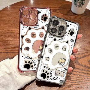 Sarung Telefon Penyaduran Kuku, Reka Bentuk Comel, Serasi dengan iPhone 11, 16, 15, 14, 13, 12, Pro, Xs Max, XR, X, 7, 8 Plus, Jelas HD, Sarung TPU Lembut, Kalis Kejutan, Sarung Telefon Bimbit, Penutup Belakang Pelindung