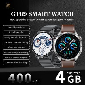 Maxwear GTR9 Smart Watch IP68 Waterproof NFC GPS Dynamic Island 4GB Storage Memory Bluetooth Call Wireless Charging Smartwatch Screen Password Track Distance Tracker Metal Teddy Bear