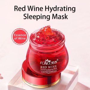 FONCE Red Wine Hydrating Sleeping Mask Face Skincare - No-Rinse, Moisturizing, Brightens Skin Tone, Pore Minimizing 100g/jar Masker Tidur Melembabkan Anggur Merah FONCE - Tanpa Bilas, Melembabkan, Mencerahkan Warna Kulit, Mengecilkan Pori 100g/toples