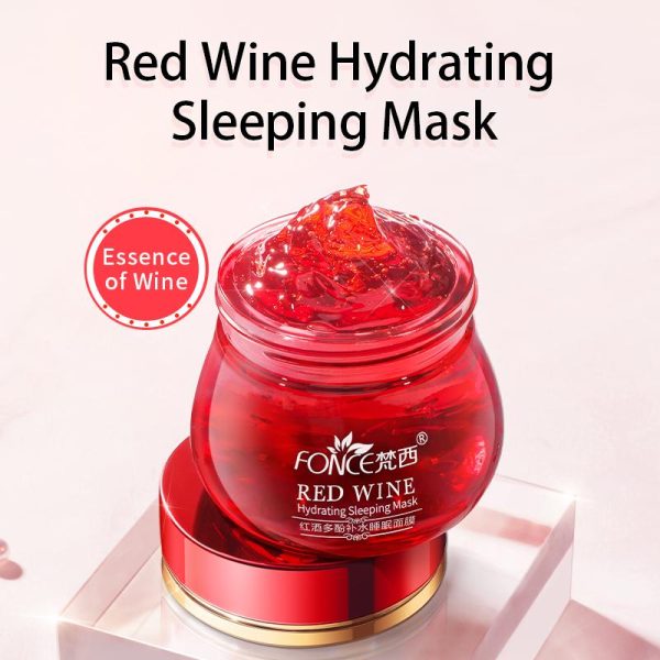 FONCE Red Wine Hydrating Sleeping Mask Face Skincare - No-Rinse, Moisturizing, Brightens Skin Tone, Pore Minimizing 100g/jar Masker Tidur Melembabkan Anggur Merah FONCE - Tanpa Bilas, Melembabkan, Mencerahkan Warna Kulit, Mengecilkan Pori 100g/toples