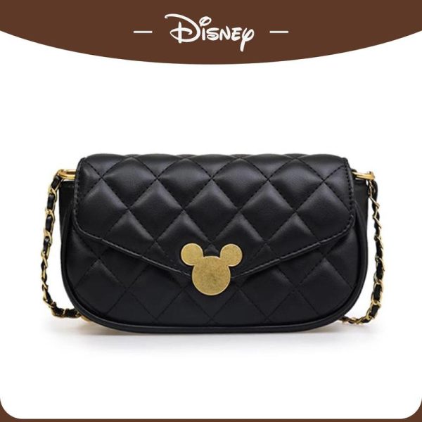 （COD）Disney Mickey Series Lingge Embroidered Chain Women's Bag Versatile Fashion One Shoulder Crossbody Small Square Bag Wanita Selempang