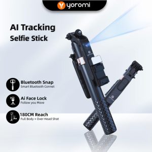 Yoromi AI Tracking Selfie Stick Tripod 180cm Foldable Bluetooth Remote Smart Face Follow Auto Gimbal Vlog Stand Phone
