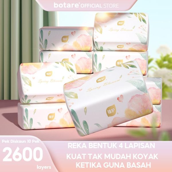 [10 packs ] Botare,Tisu Kusyen Udara 4 lapis, 260 helai, Tisu Muka Lembut Isi Rumah