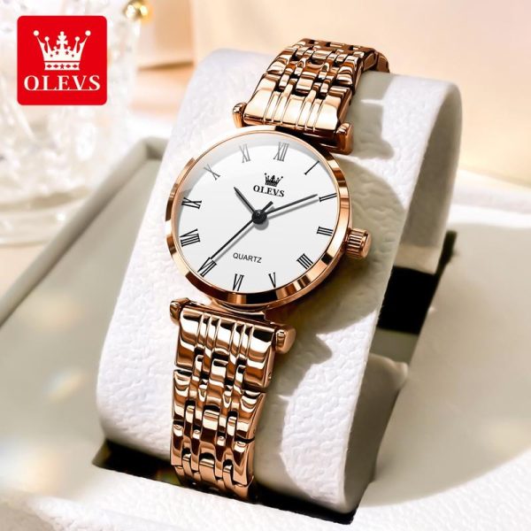OLEVS Jam Tangan Wanita Aesthetic Kalis Air Keluli Tahan Karat Asli Pergerakan Kuarza Gaya Kasual Fesyen Watch for Women 5592 Rotundity Bahan logam dalam stok Banyak warna Pejabat parti pemberian hadiah Garanti 1 tahun
