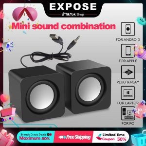 EXPOSE HiFi Speaker with Volume Control Wired USB Speaker Subwoofer Audio Wireless